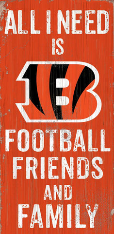 Cincinnati Bengals Sign Wood 6x12 Football Friends and Family Design Color Special Order