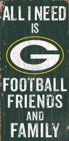 Green Bay Packers s Sign Wood 6x12 Football Friends and Family Design Color Special Order