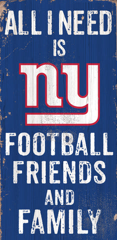 New York Giants Sign Wood 6x12 Football Friends and Family Design Color Special Order