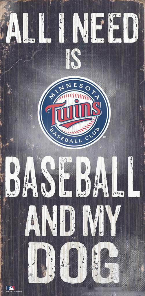 Minnesota Twins Sign Wood 6x12 Baseball and Dog Design