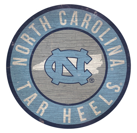 North Carolina Tar Heels Sign Wood 12 Inch Round State Design Special Order