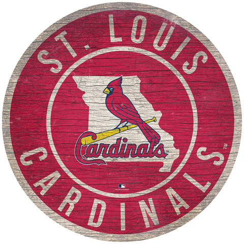 Arizona Cardinals Saint (St.) Louis Sign Wood 12 Inch Round State Design 