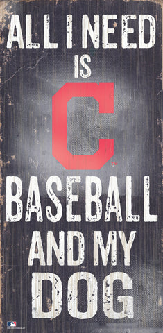 Cleveland Indians Sign Wood 6x12 Baseball and Dog Design Special Order