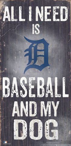 Detroit Tigers Sign Wood 6x12 Baseball and Dog Design