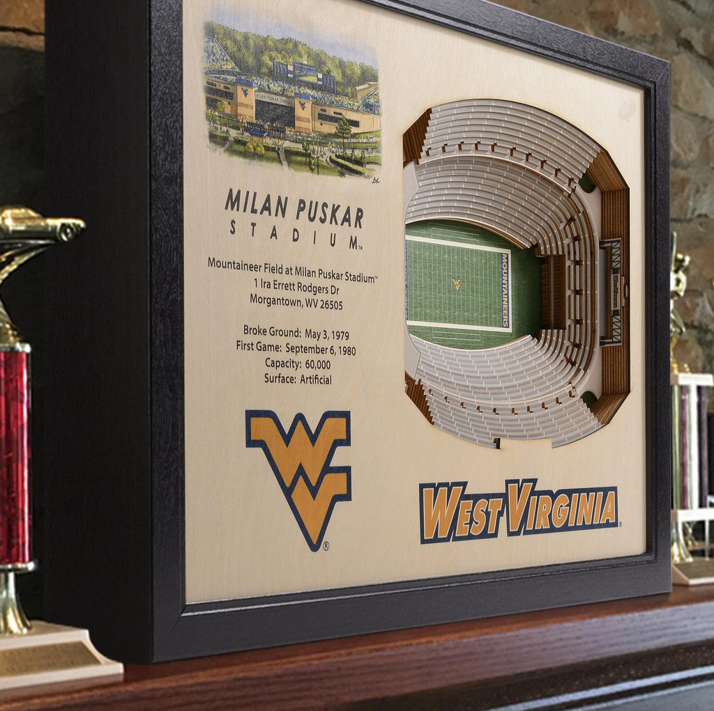West Virginia Mountaineers 25-Layer StadiumView 3D Wall Art