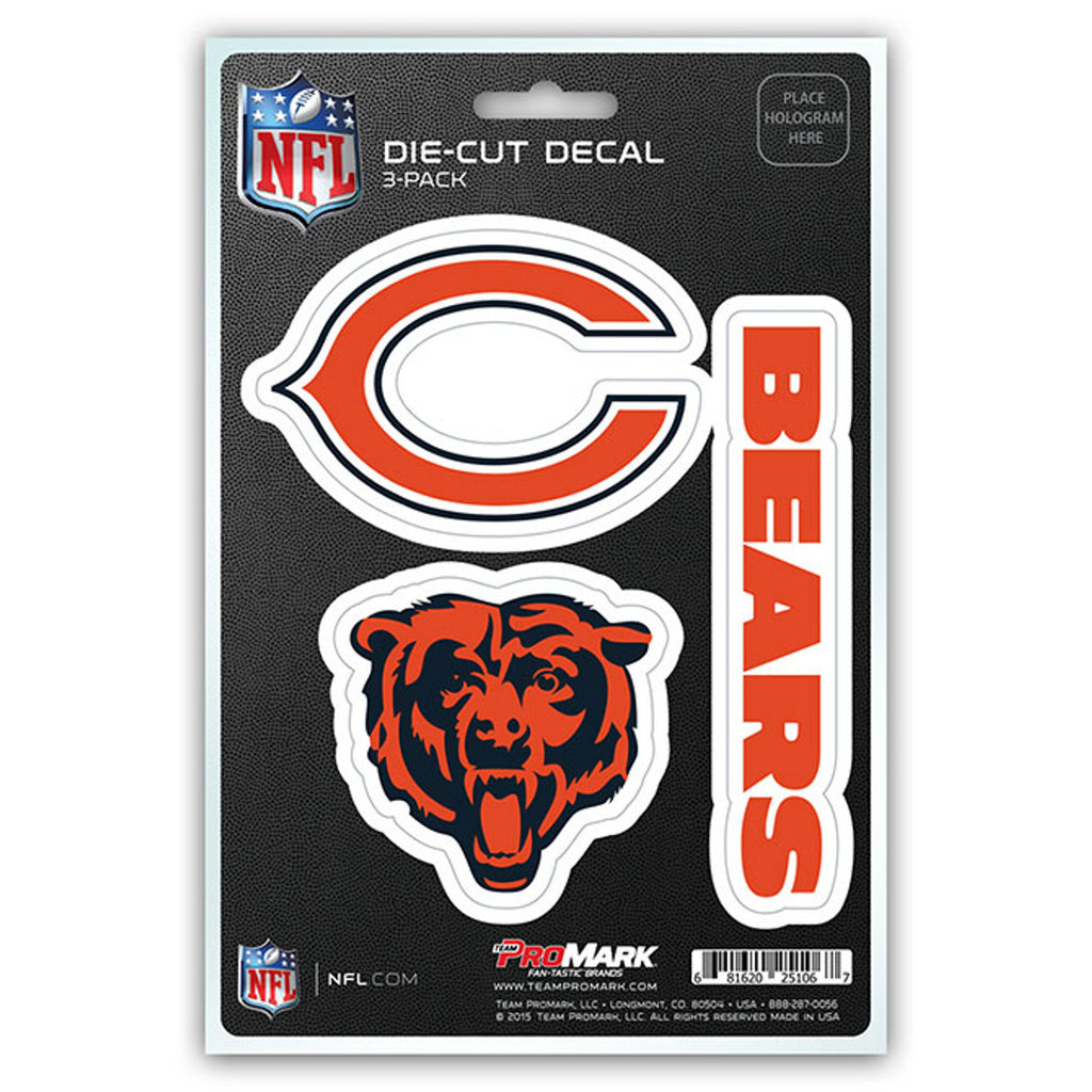 Chicago Bears Decal Die Cut Team 3 Pack