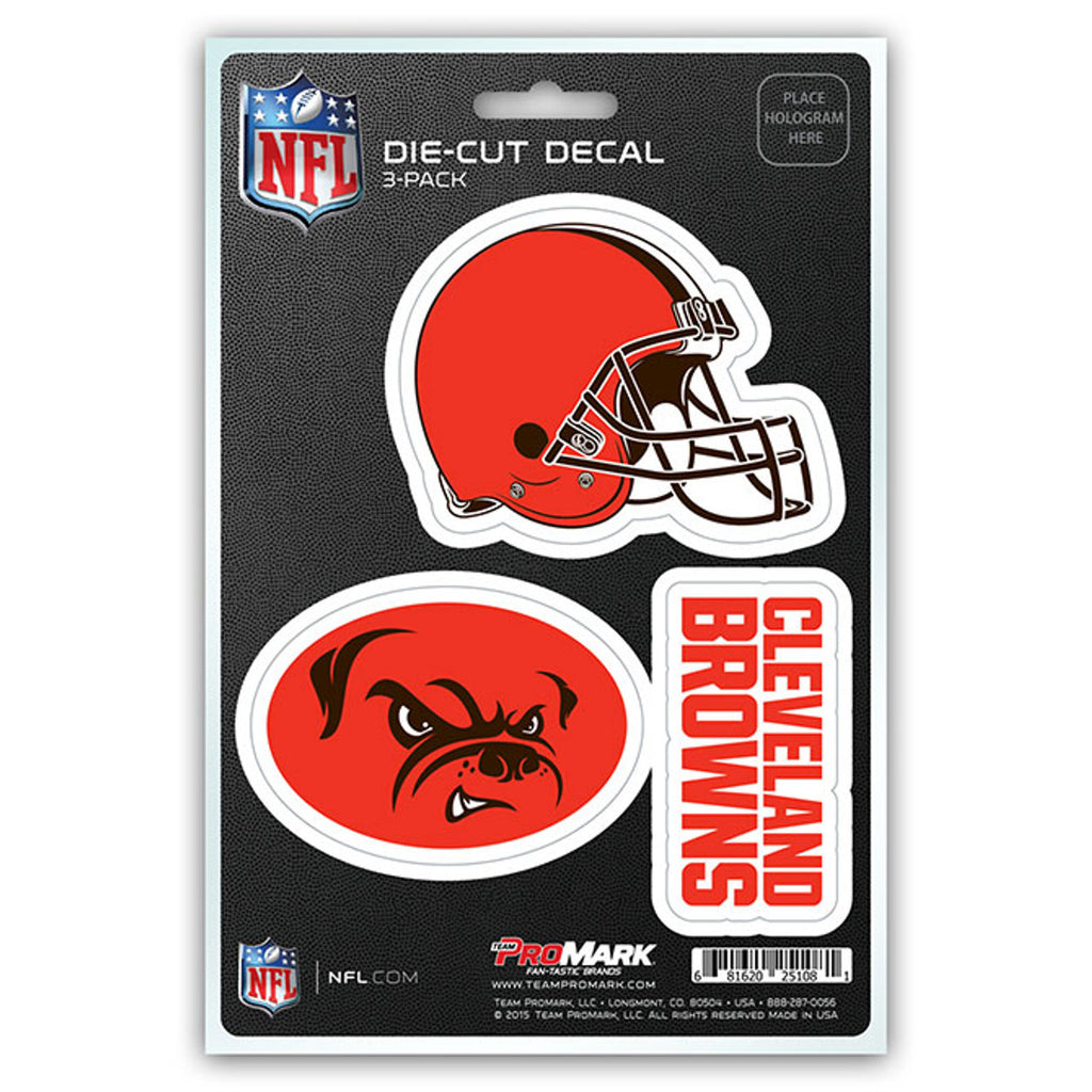 Cleveland Browns Decal Die Cut Team 3 Pack