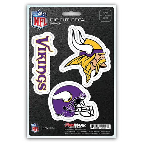 Minnesota Vikings Decal Die Cut Team 3 Pack