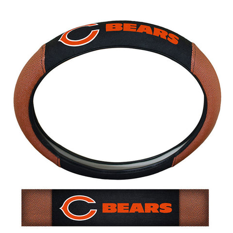 Chicago Bears Steering Wheel Cover Premium Pigskin Style