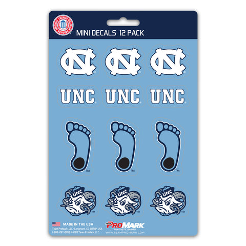 North Carolina Tar Heels Decal Set Mini 12 Pack