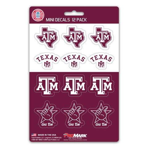 Texas A&M Aggies Decal Set Mini 12 Pack Special Order