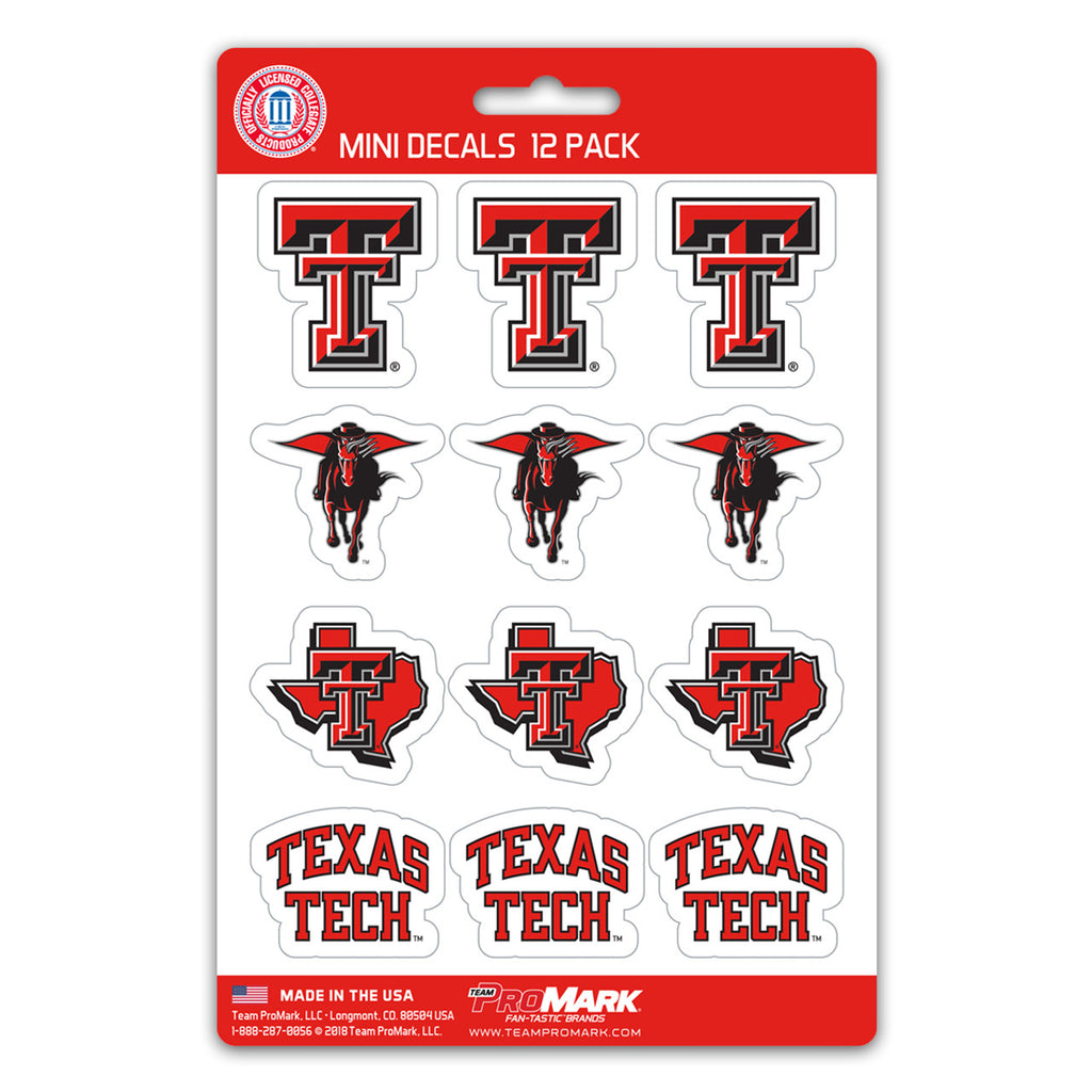 Texas Tech Red Raiders Decal Set Mini 12 Pack Special Order