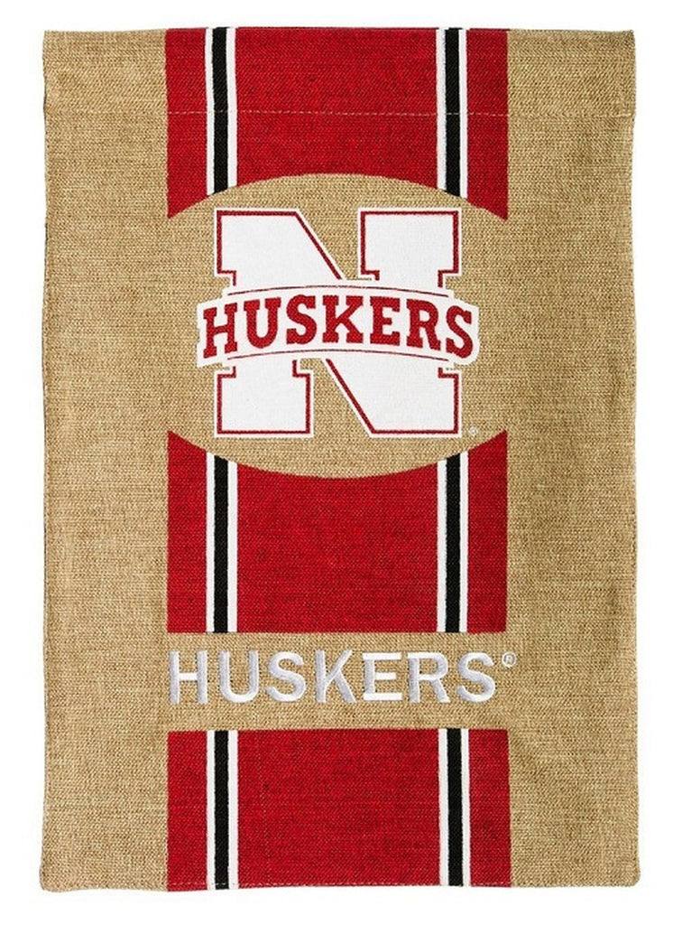 Nebraska Cornhuskers Flag Garden Style Burlap 