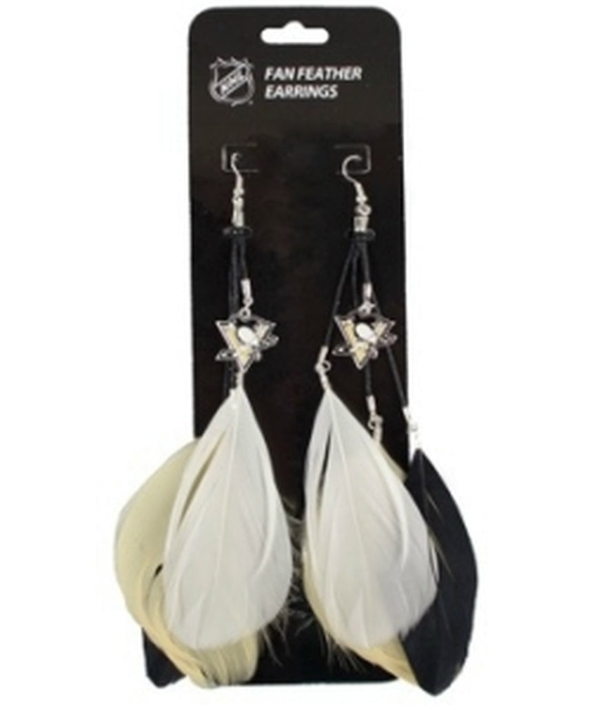 Pittsburgh Penguins Team Color Feather Earrings 