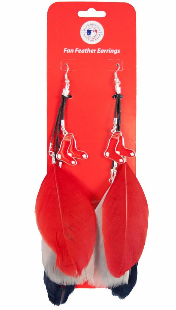 Boston Red Sox Team Color Feather Earrings 