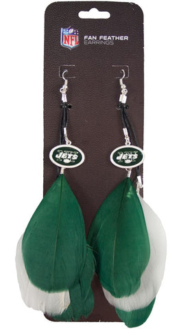 New York Jets Team Color Feather Earrings CO