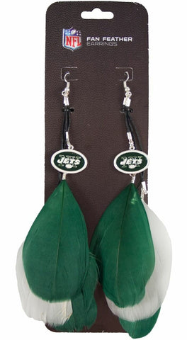 New York Jets Team Color Feather Earrings 