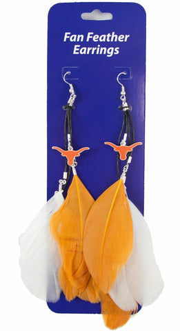 Texas Longhorns Team Color Feather Earrings 