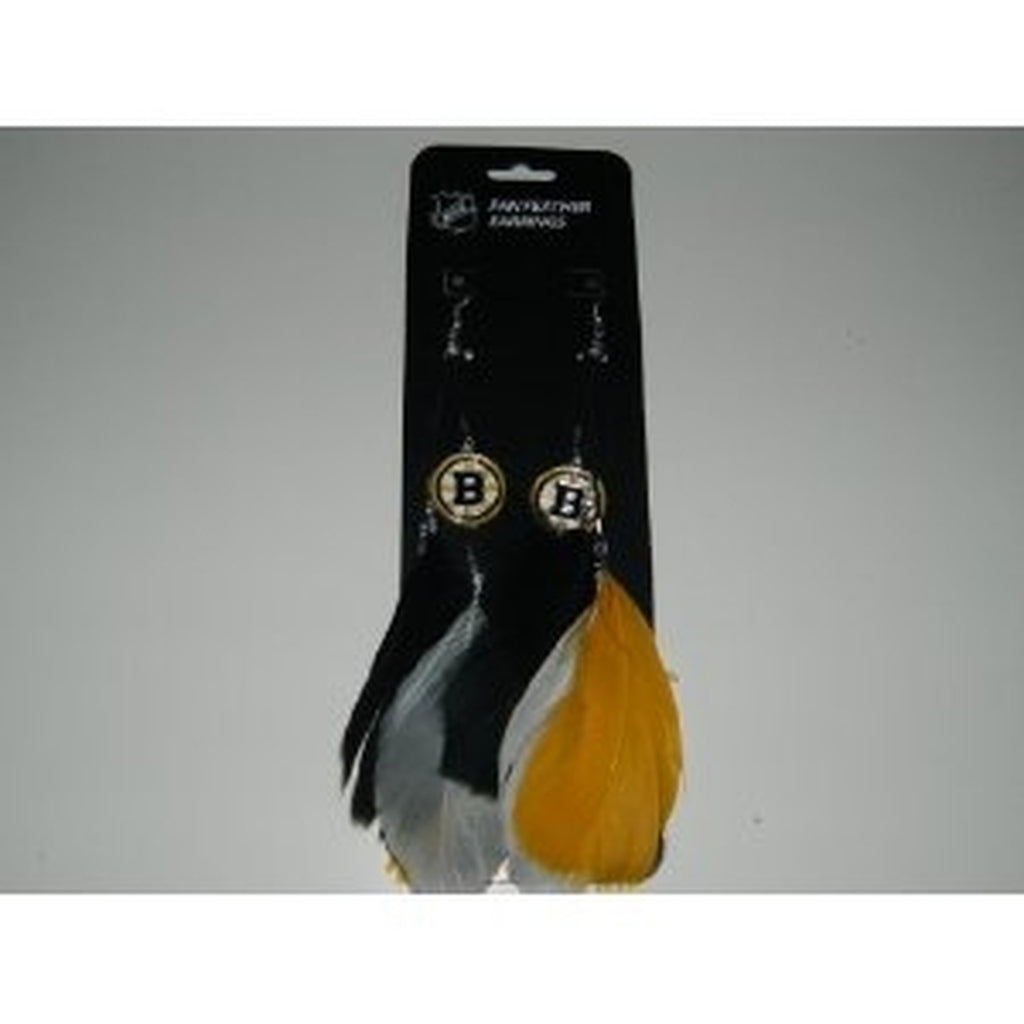 Boston Bruins Team Color Feather Earrings 