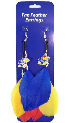 Kansas Jayhawks Team Color Feather Earrings CO