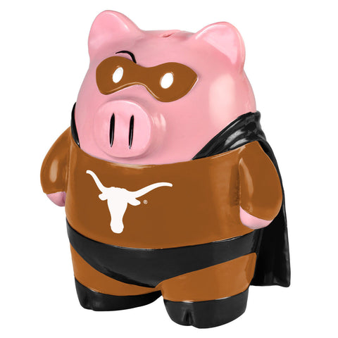 Texas Longhorns Piggy Bank Large Stand Up Superhero CO