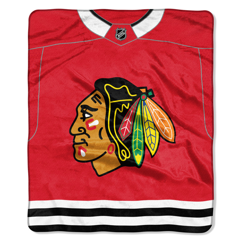 Chicago Blackhawks Blanket 50x60 Raschel Jersey Design