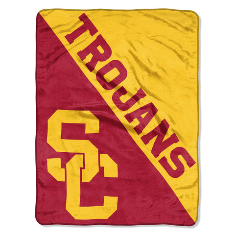USC Trojans Blanket 46x60 Micro Raschel Halftone Design Rolled Special Order