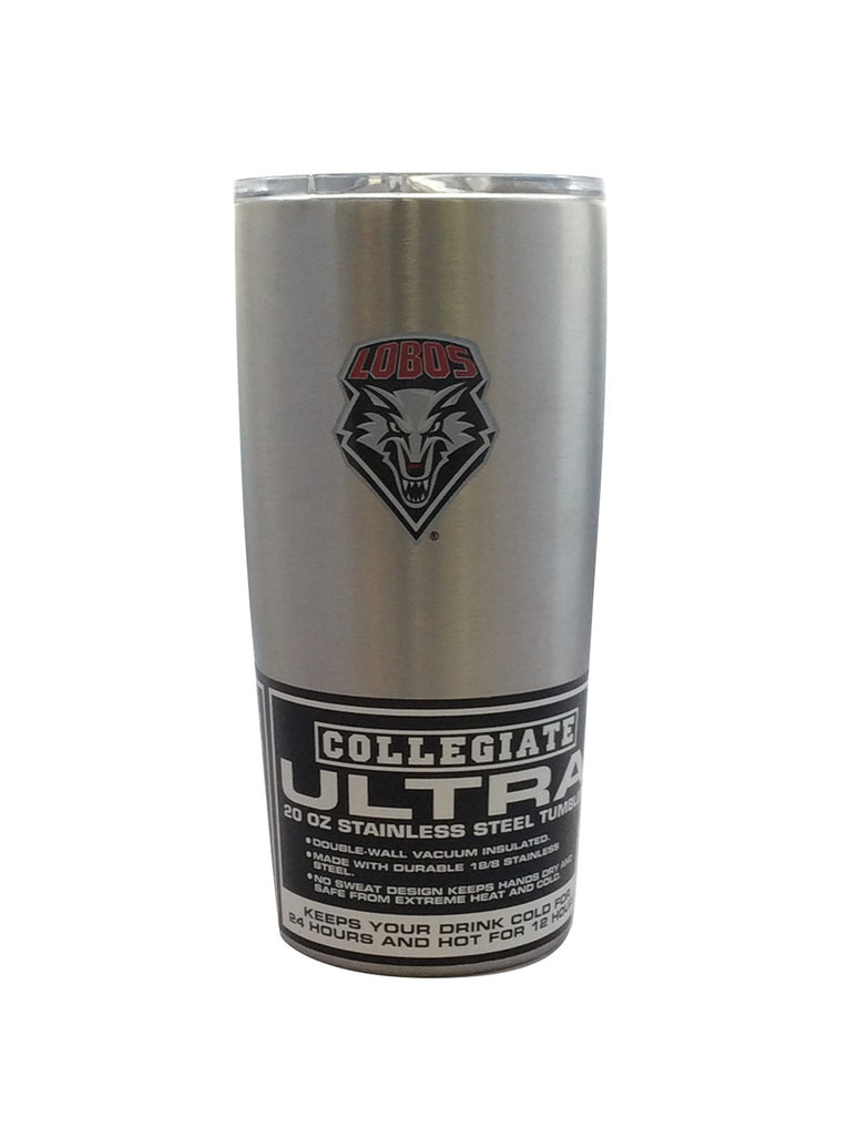 University of New Mexico Lobos Travel Tumbler 20oz Ultra Silver CO