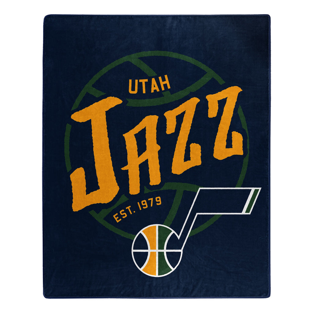 Utah Jazz Blanket 50x60 Raschel Blacktop Design Special Order