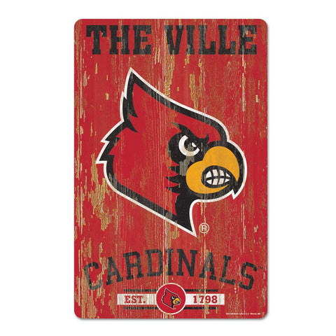 Louisville Cardinals Sign 11x17 Wood Slogan Design Special Order