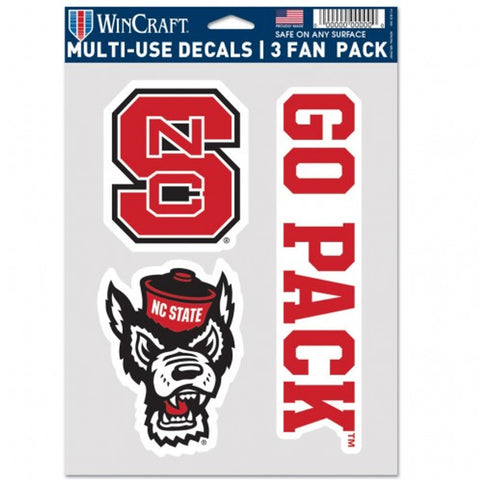 North Carolina State Wolfpack Decal Multi Use Fan 3 Pack Special Order