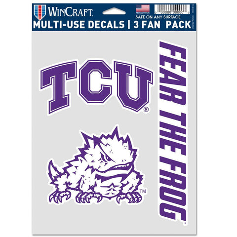 Texas Christian Horned Frogs Decal Multi Use Fan 3 Pack Special Order