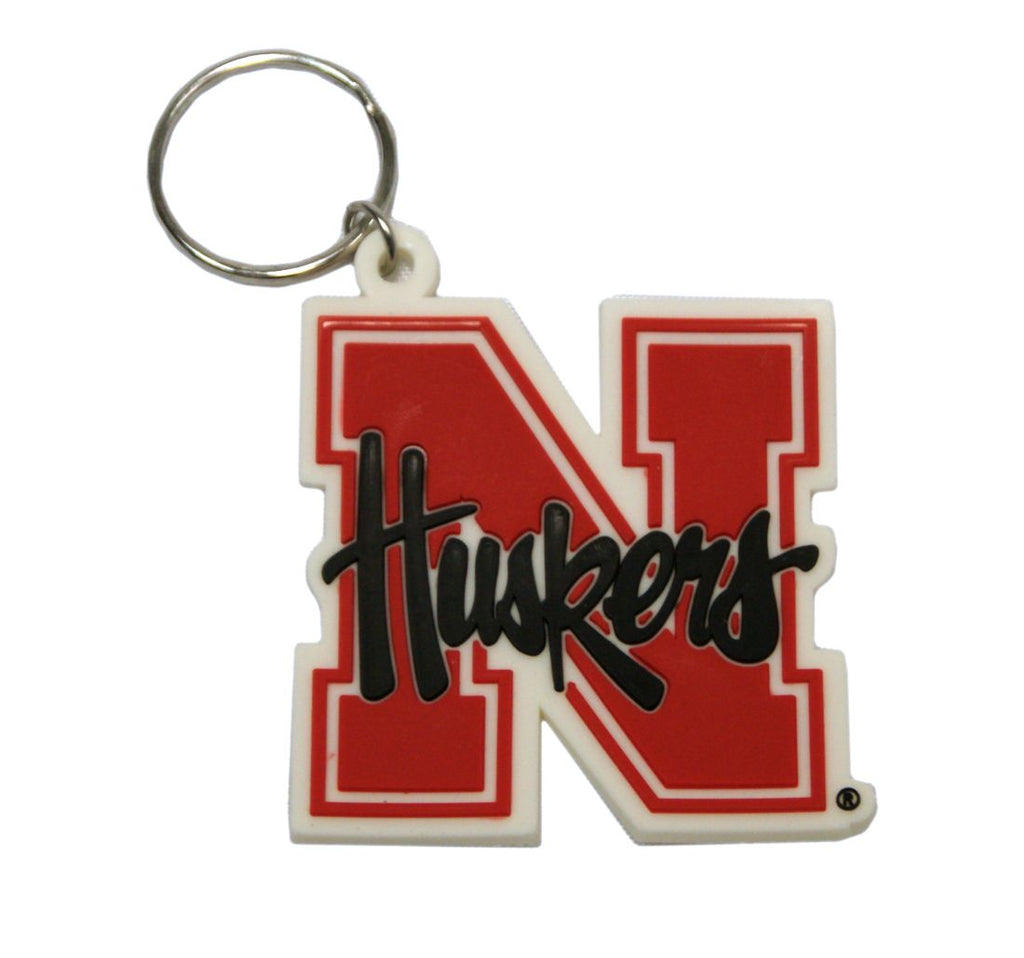 Nebraska Cornhuskers Keychain Rubber Script Logo 