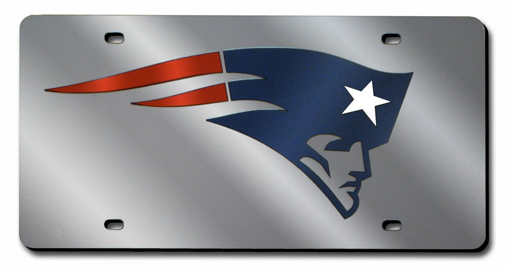 New England Patriots License Plate Laser Cut Silver 