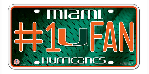 Miami Hurricanes License Plate #1 Fan Special Order