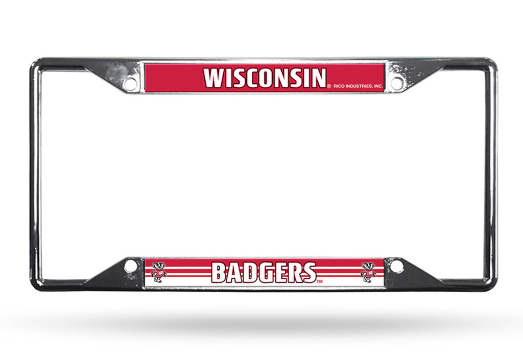 Wisconsin Badgers License Plate Frame Chrome EZ View Special Order