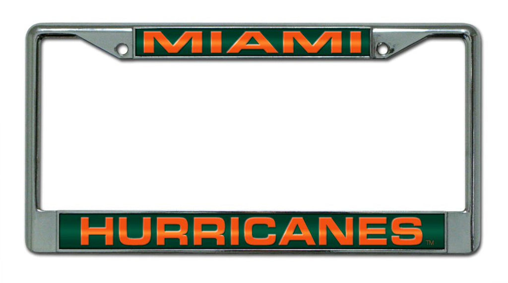 Miami Hurricanes License Plate Frame Laser Cut Chrome