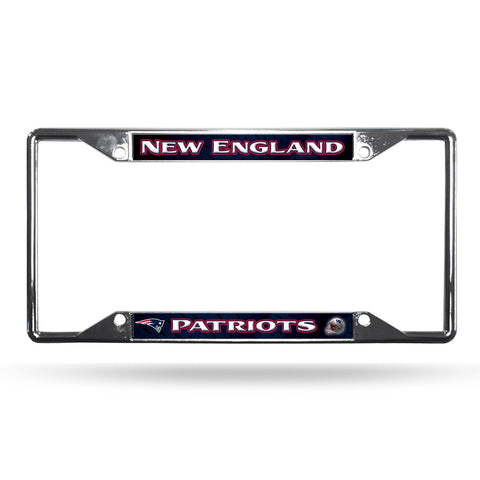 New England Patriots License Plate Frame Chrome EZ View