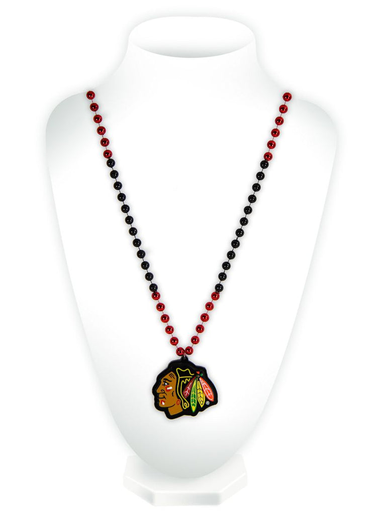 Chicago Blackhawks Beads with Medallion Mardi Gras Style Special Order