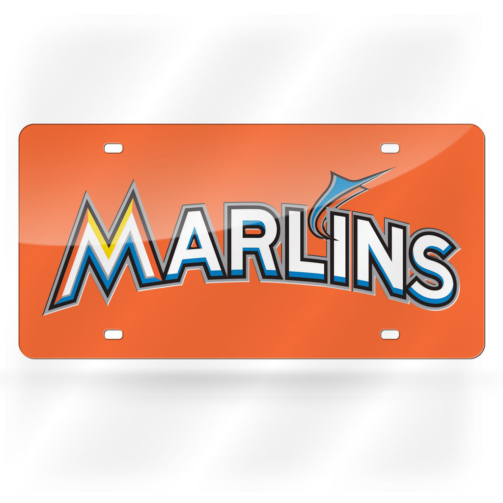 Miami Marlins License Plate Laser Cut Light Orange Special Order