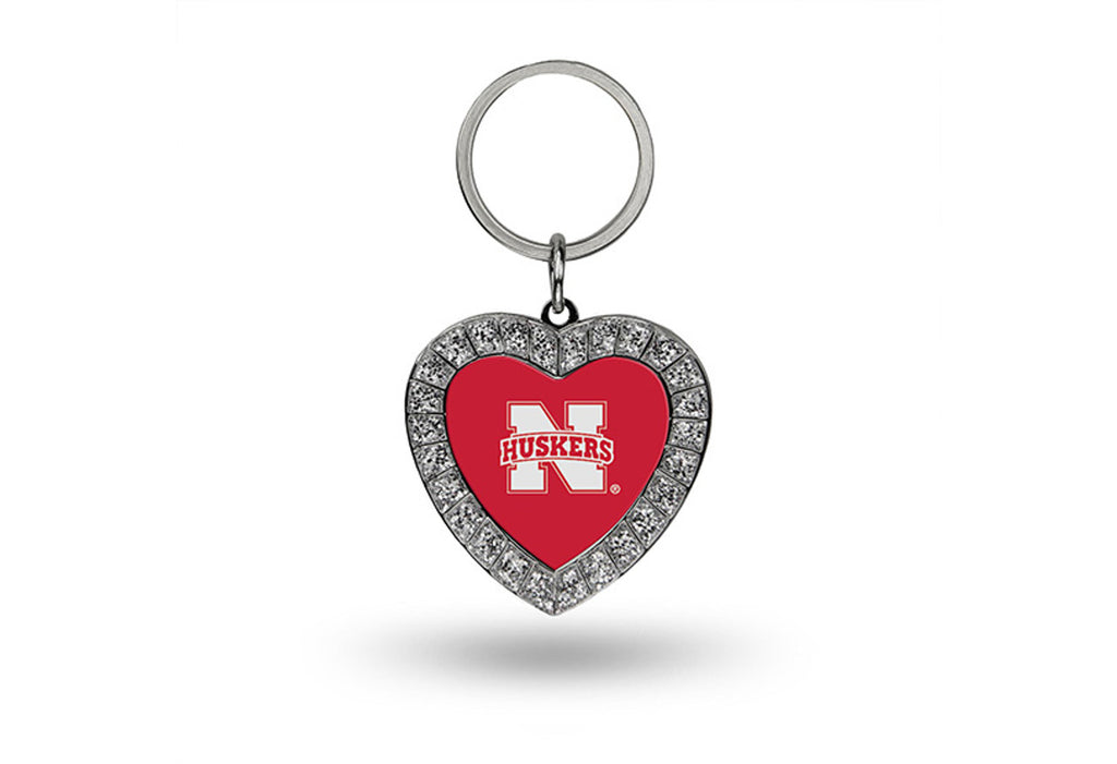 Nebraska Cornhuskers Keychain Rhinestone Heart CO