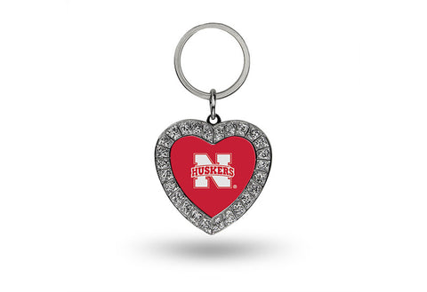 Nebraska Cornhuskers Keychain Rhinestone Heart 
