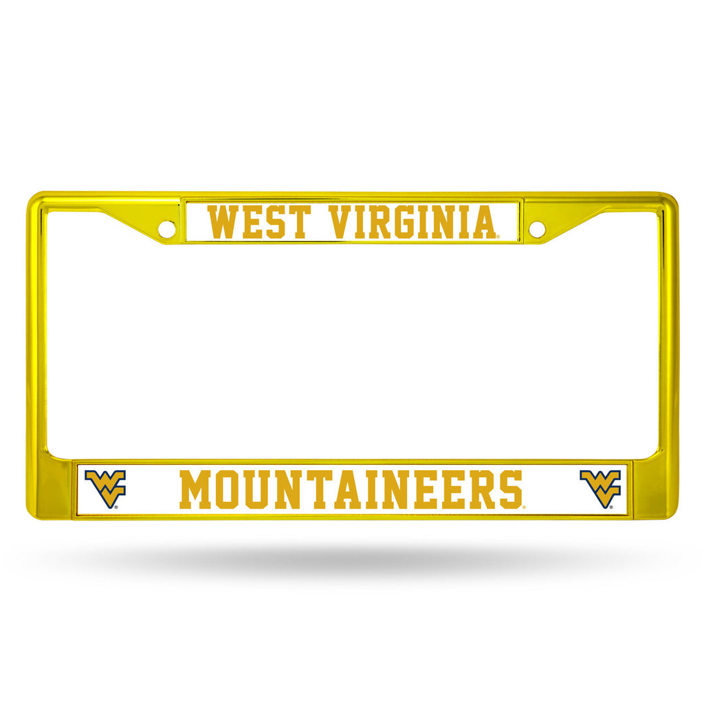 West Virginia Mountaineers License Plate Frame Metal Yellow Special Order