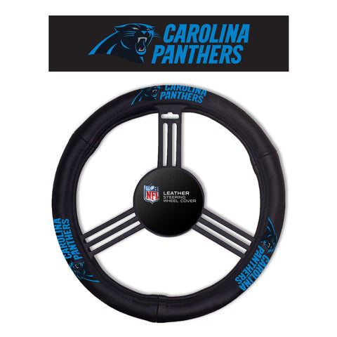 Carolina Panthers Steering Wheel Cover Leather CO