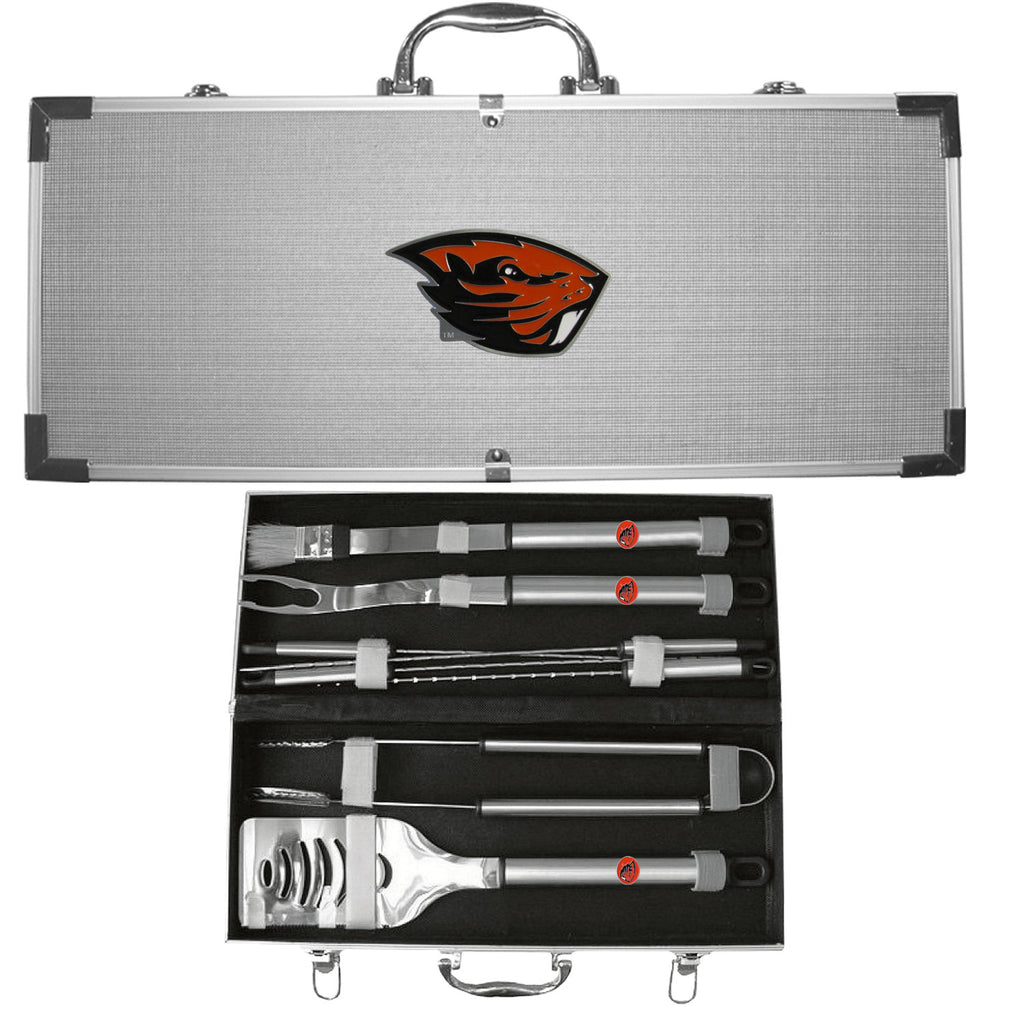 Oregon St. Beavers 8 pc BBQ Set - Stainless Steel w/Metal Case