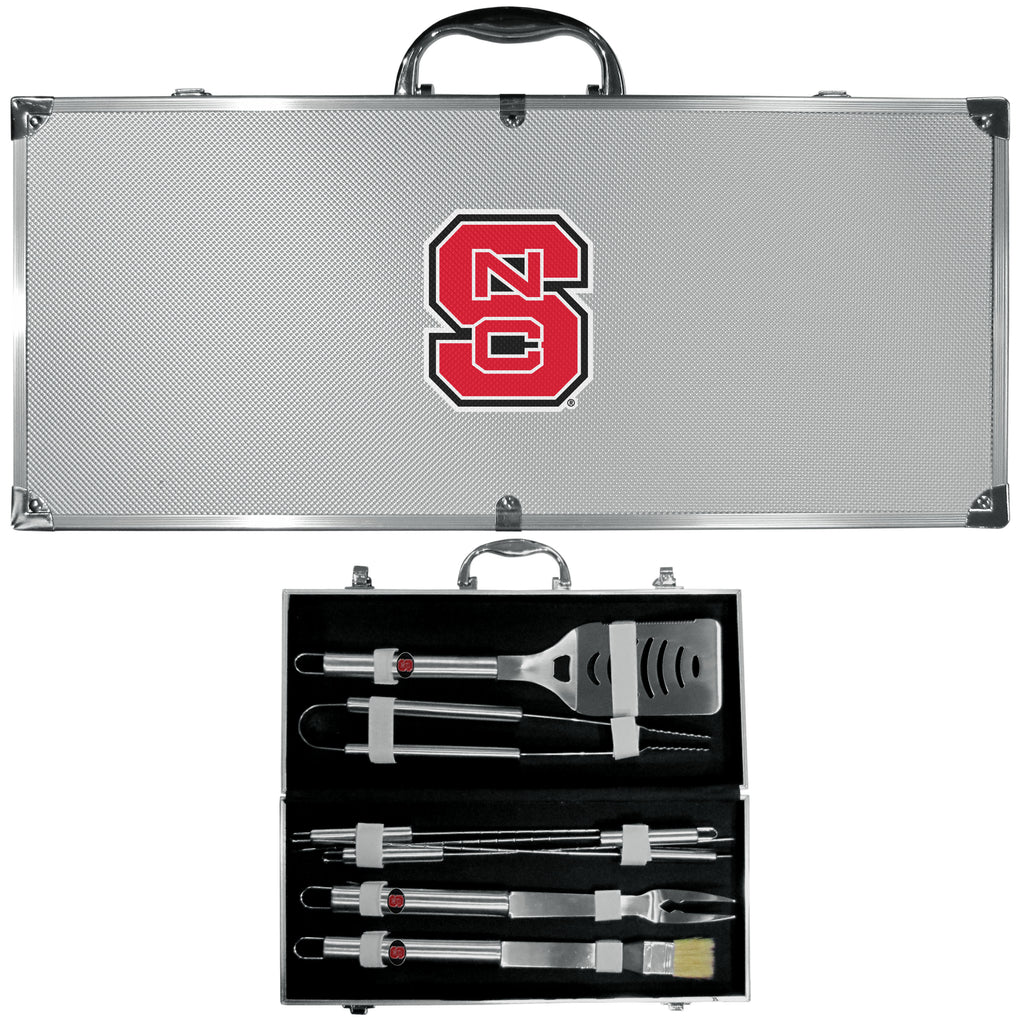 North Carolina State Wolfpack   8 pc Stainless Steel BBQ Set w/Metal Case 