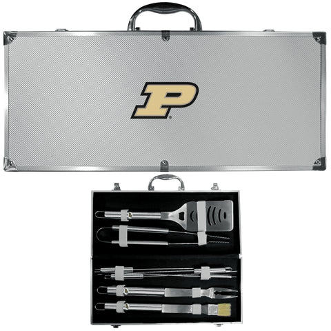 Purdue Boilermakers 8 pc BBQ Set - Stainless Steel w/Metal Case