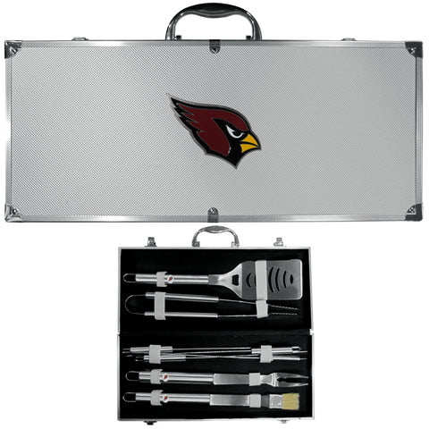 Arizona Cardinals 8 pc BBQ Set - Stainless Steel w/Metal Case