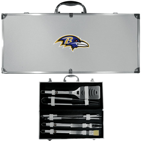 Baltimore Ravens 8 pc BBQ Set - Stainless Steel w/Metal Case