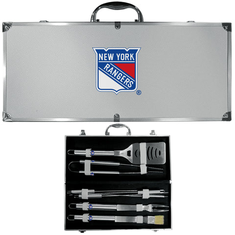 New York Rangers   8 pc Stainless Steel BBQ Set w/Metal Case 